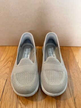 Skechers Slip-On Knit Moccasins in Light Taupe